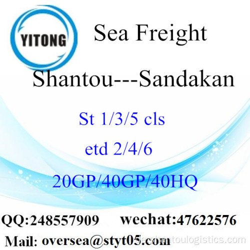 Shantou Port Sea Freight Versand nach Sandakan